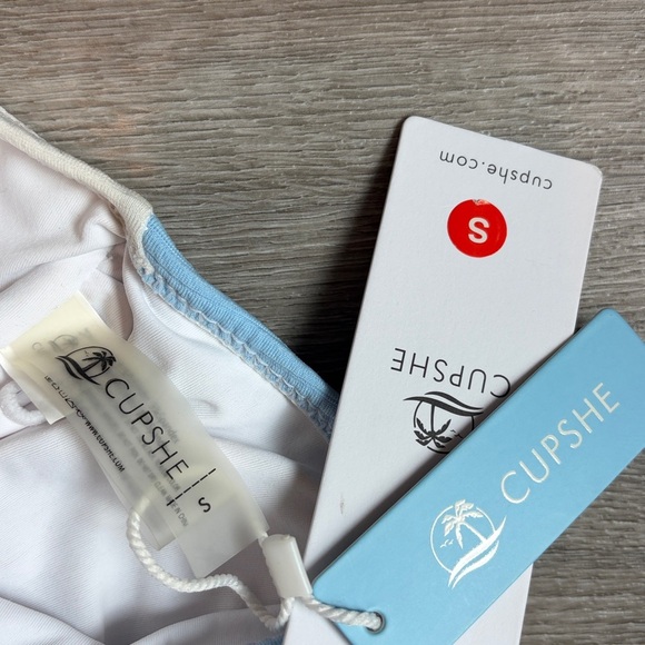 NEW Cupshe blue and white one shoulder one piece swimsuit - Picture 7 of 8